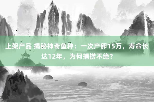 上架产品 揭秘神奇鱼种：一次产卵15万，寿命长达12年，为何捕捞不绝？